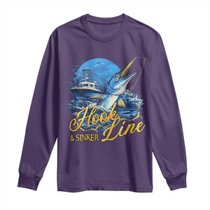 Fishing Boat Long Sleeve Shirt Hook Line and Sinker TS09 Purple Print Your Wear