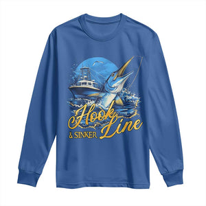 Fishing Boat Long Sleeve Shirt Hook Line and Sinker TS09 Royal Blue Print Your Wear