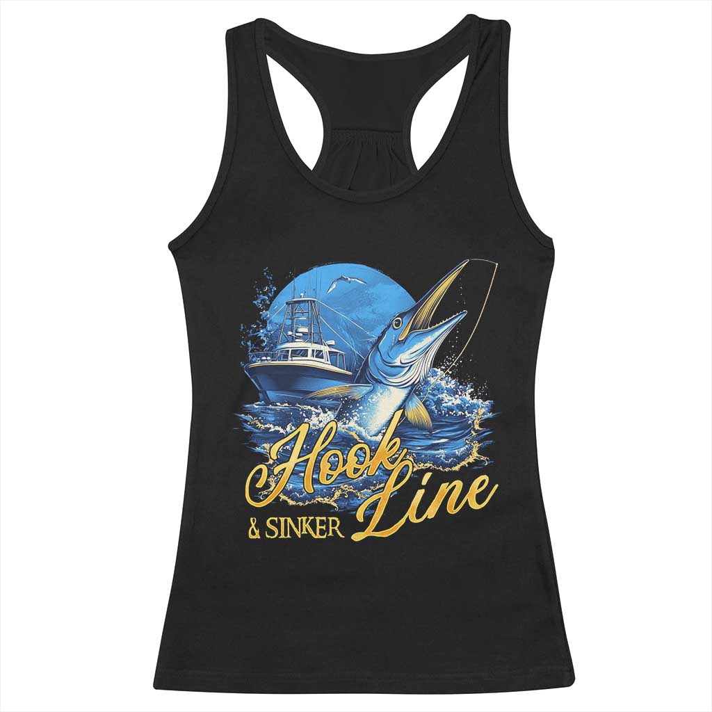 Fishing Boat Racerback Tank Top Hook Line and Sinker TS09 Black Print Your Wear