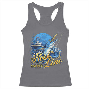 Fishing Boat Racerback Tank Top Hook Line and Sinker TS09 Charcoal Print Your Wear