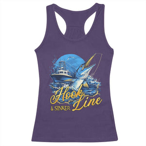 Fishing Boat Racerback Tank Top Hook Line and Sinker TS09 Purple Print Your Wear