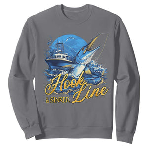 Fishing Boat Sweatshirt Hook Line and Sinker TS09 Charcoal Print Your Wear