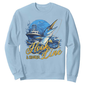 Fishing Boat Sweatshirt Hook Line and Sinker TS09 Light Blue Print Your Wear