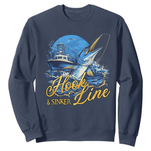 Fishing Boat Sweatshirt Hook Line and Sinker TS09 Navy Print Your Wear