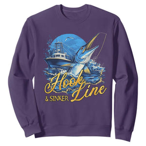 Fishing Boat Sweatshirt Hook Line and Sinker TS09 Purple Print Your Wear