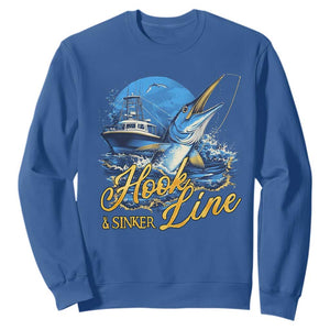 Fishing Boat Sweatshirt Hook Line and Sinker TS09 Royal Blue Print Your Wear