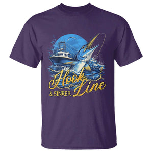 Fishing Boat T Shirt Hook Line and Sinker TS09 Purple Print Your Wear