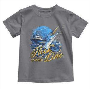 Fishing Boat Toddler T Shirt Hook Line and Sinker TS09 Charcoal Print Your Wear