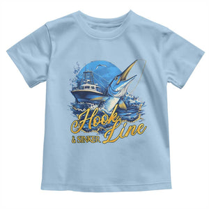 Fishing Boat Toddler T Shirt Hook Line and Sinker TS09 Light Blue Print Your Wear