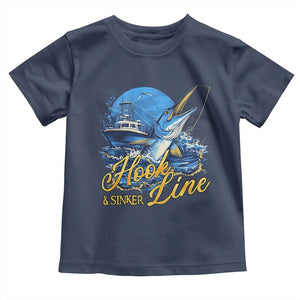 Fishing Boat Toddler T Shirt Hook Line and Sinker TS09 Navy Print Your Wear