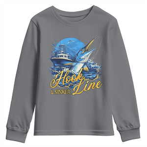 Fishing Boat Youth Sweatshirt Hook Line and Sinker TS09 Charcoal Print Your Wear