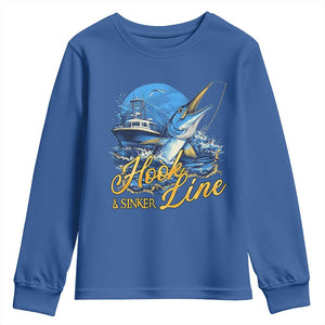 Fishing Boat Youth Sweatshirt Hook Line and Sinker TS09 Royal Blue Print Your Wear