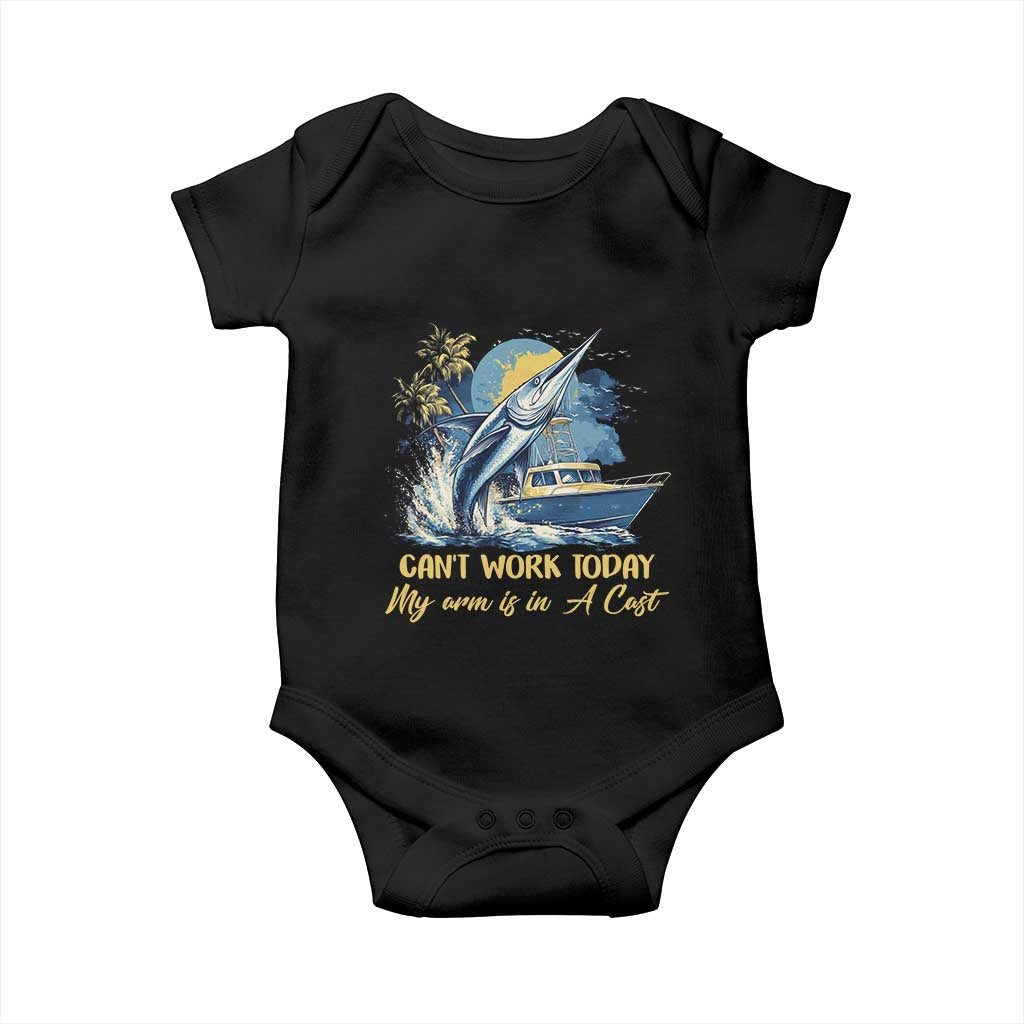 Fishing Boat Baby Onesie Fish More Worry Less TS09 Black Print Your Wear