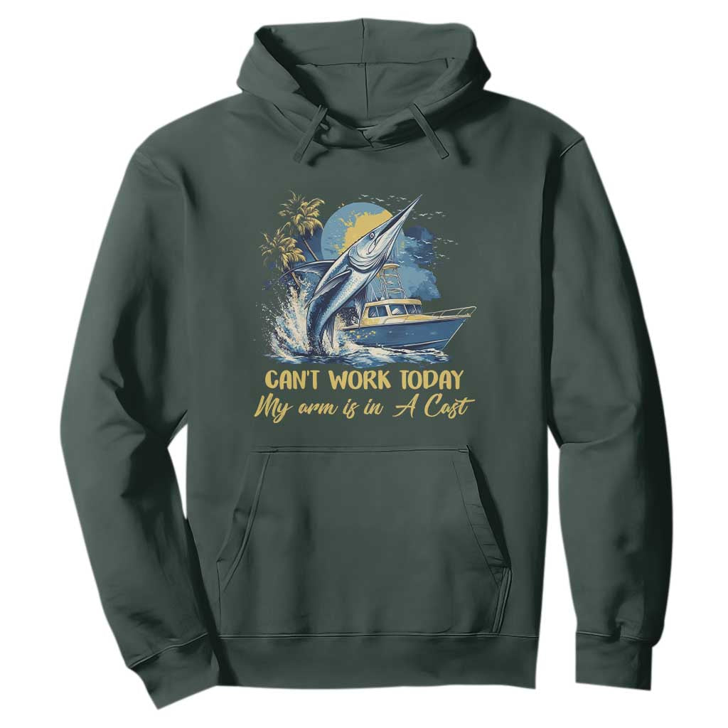 Fishing Boat Hoodie Fish More Worry Less TS09 Dark Forest Green Print Your Wear