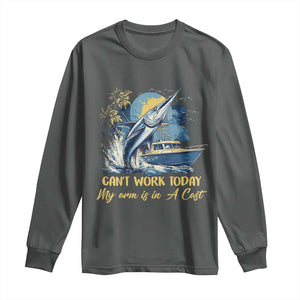 Fishing Boat Long Sleeve Shirt Fish More Worry Less TS09 Dark Heather Print Your Wear