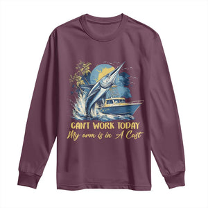 Fishing Boat Long Sleeve Shirt Fish More Worry Less TS09 Maroon Print Your Wear