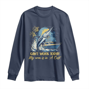 Fishing Boat Long Sleeve Shirt Fish More Worry Less TS09 Navy Print Your Wear