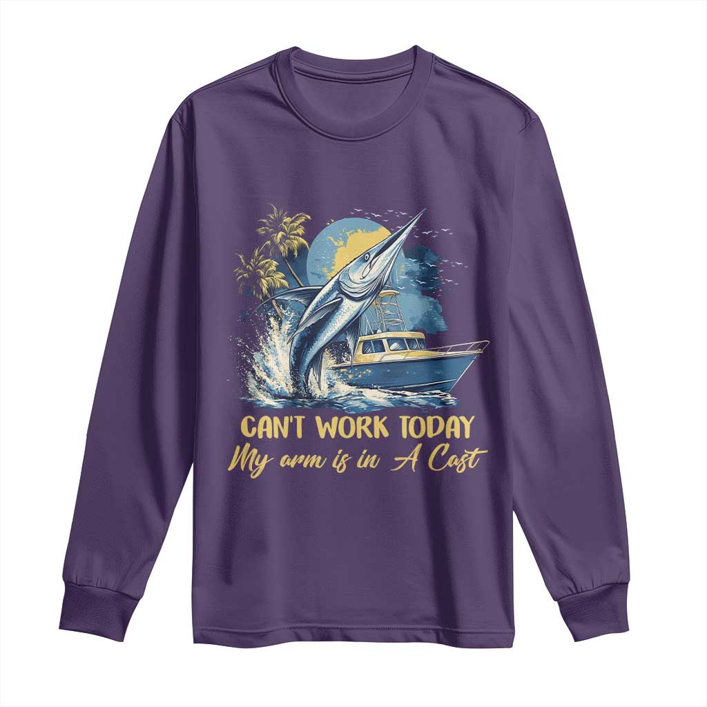 Fishing Boat Long Sleeve Shirt Fish More Worry Less TS09 Purple Print Your Wear