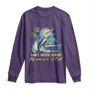 Fishing Boat Long Sleeve Shirt Fish More Worry Less TS09 Purple Print Your Wear