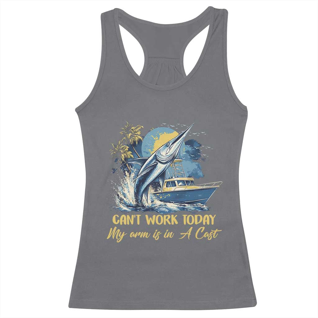 Fishing Boat Racerback Tank Top Fish More Worry Less TS09 Charcoal Print Your Wear
