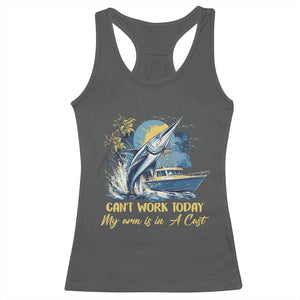 Fishing Boat Racerback Tank Top Fish More Worry Less TS09 Dark Heather Print Your Wear