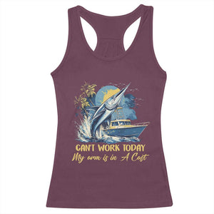 Fishing Boat Racerback Tank Top Fish More Worry Less TS09 Maroon Print Your Wear