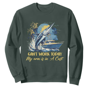Fishing Boat Sweatshirt Fish More Worry Less TS09 Dark Forest Green Print Your Wear