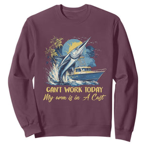 Fishing Boat Sweatshirt Fish More Worry Less TS09 Maroon Print Your Wear