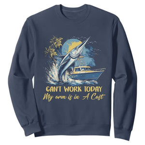 Fishing Boat Sweatshirt Fish More Worry Less TS09 Navy Print Your Wear