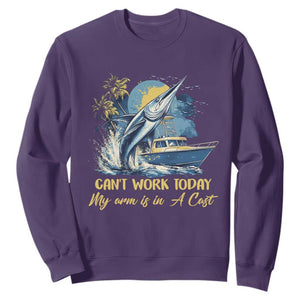 Fishing Boat Sweatshirt Fish More Worry Less TS09 Purple Print Your Wear