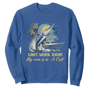 Fishing Boat Sweatshirt Fish More Worry Less TS09 Royal Blue Print Your Wear