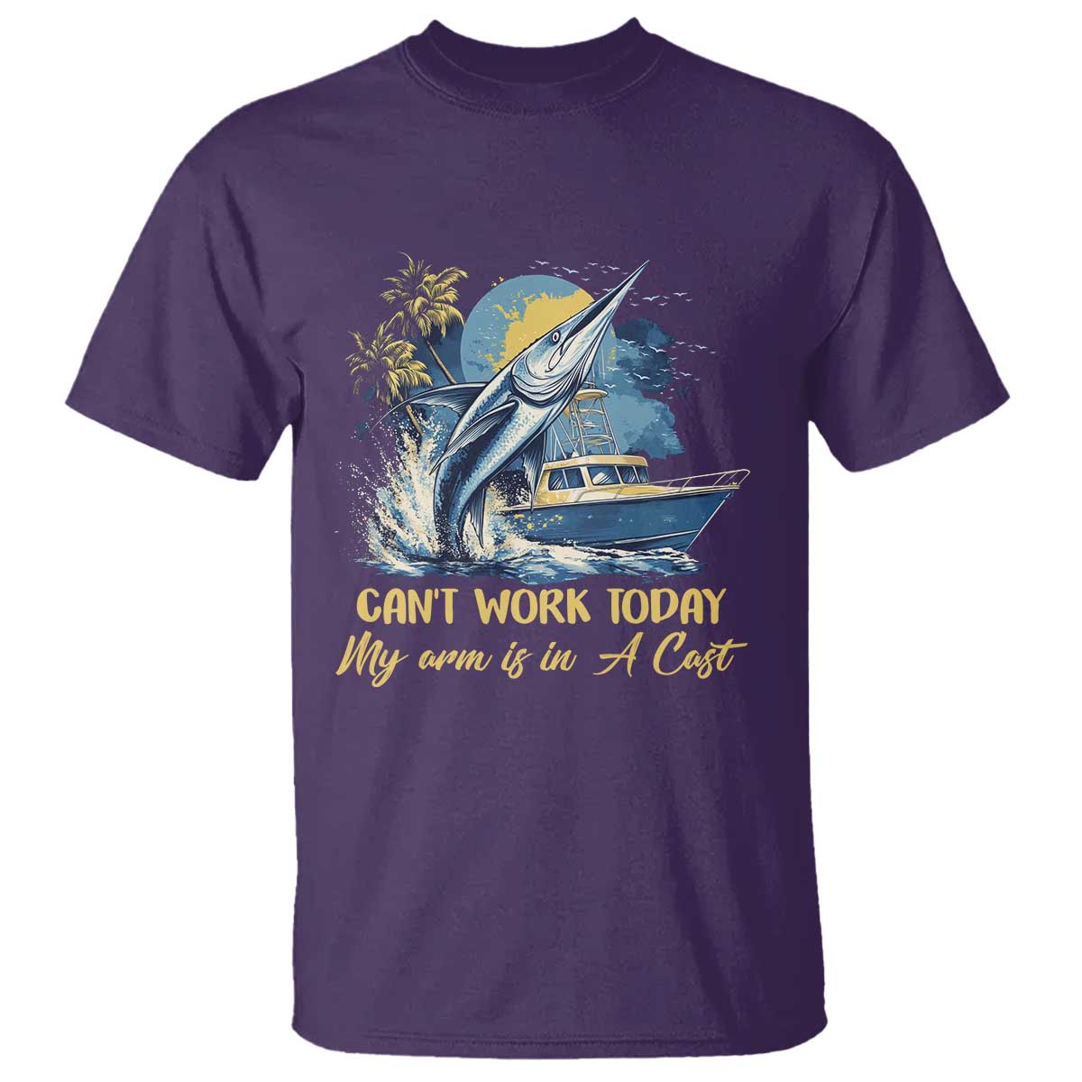 Fishing Boat T Shirt Fish More Worry Less TS09 Purple Print Your Wear