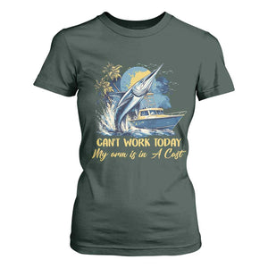 Fishing Boat T Shirt For Women Fish More Worry Less TS09 Dark Forest Green Print Your Wear