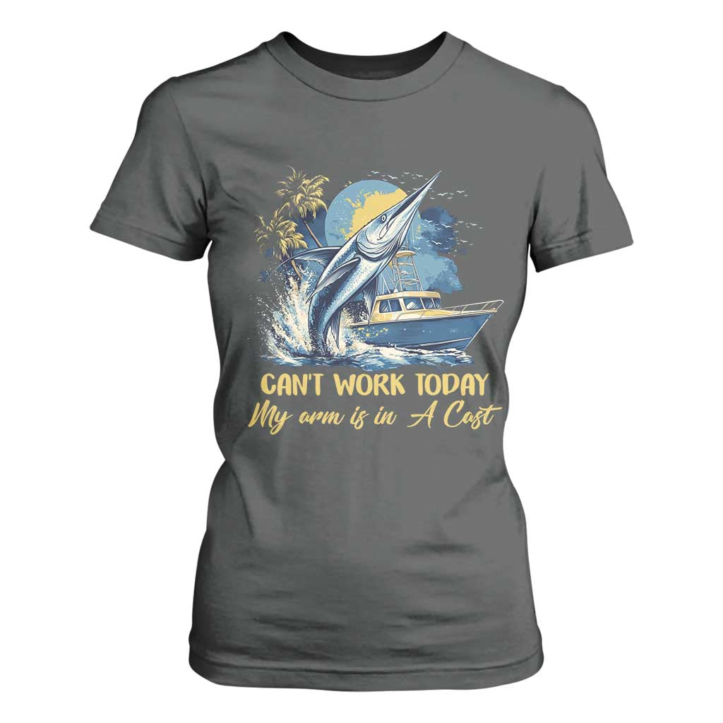 Fishing Boat T Shirt For Women Fish More Worry Less TS09 Dark Heather Print Your Wear