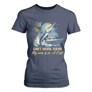 Fishing Boat T Shirt For Women Fish More Worry Less TS09 Navy Print Your Wear