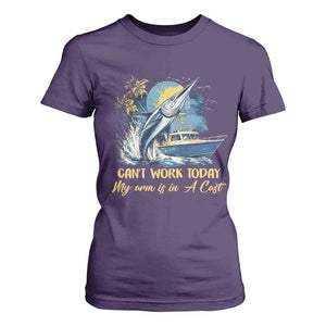 Fishing Boat T Shirt For Women Fish More Worry Less TS09 Purple Print Your Wear