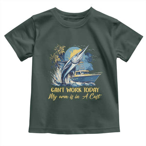 Fishing Boat Toddler T Shirt Fish More Worry Less TS09 Dark Forest Green Print Your Wear