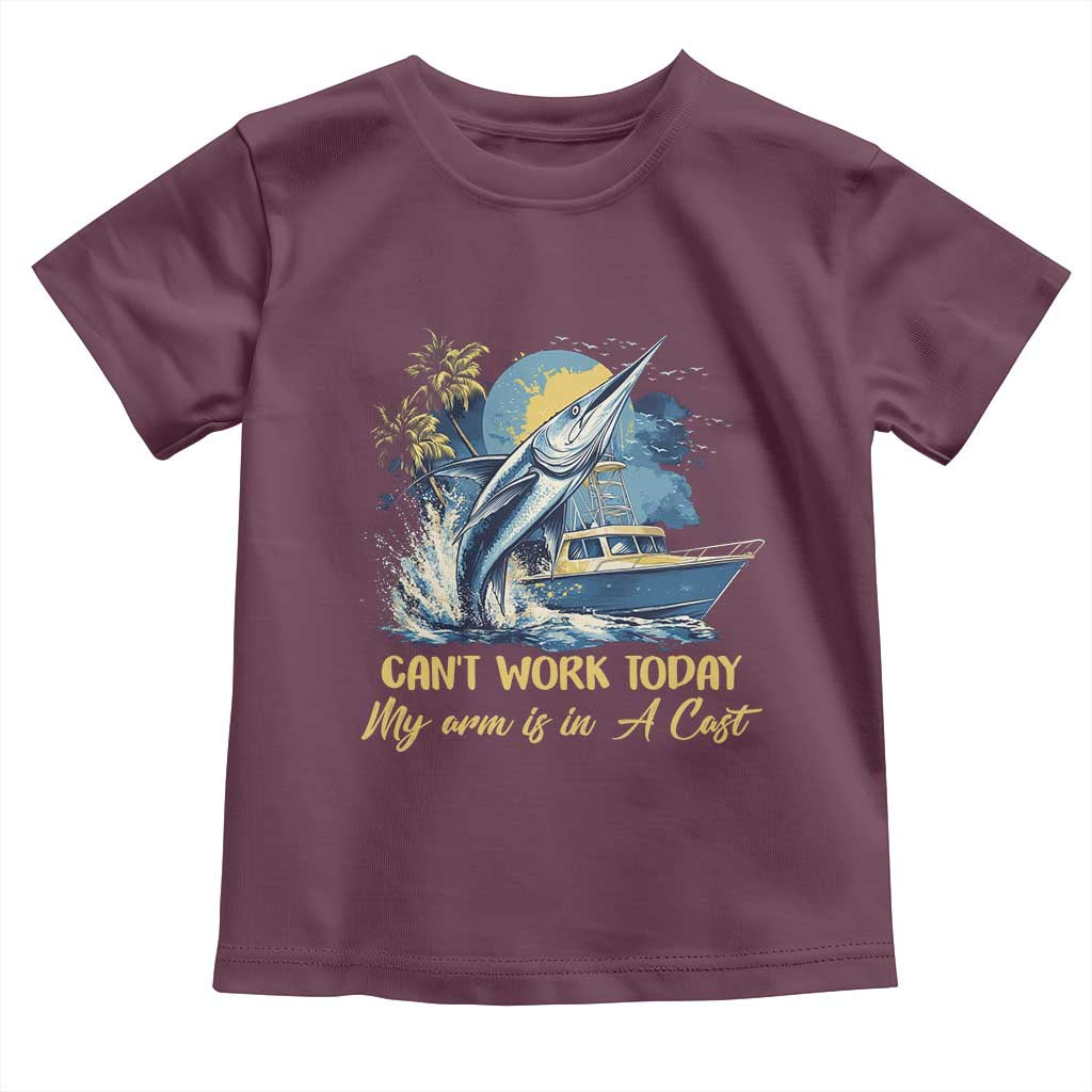 Fishing Boat Toddler T Shirt Fish More Worry Less TS09 Maroon Print Your Wear