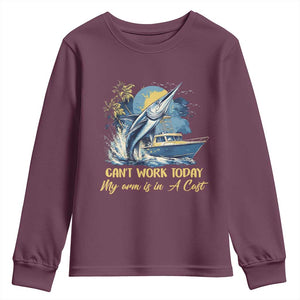 Fishing Boat Youth Sweatshirt Fish More Worry Less TS09 Maroon Print Your Wear
