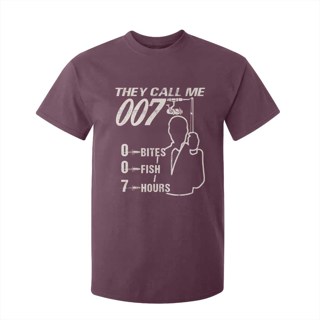 Funny Fishing T Shirt For Kid They Call Me 007 Fisherman TS09 Maroon Print Your Wear
