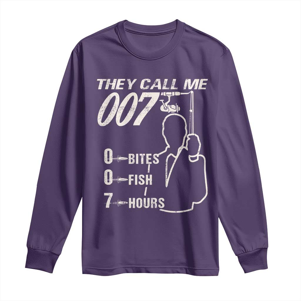 Funny Fishing Long Sleeve Shirt They Call Me 007 Fisherman TS09 Purple Print Your Wear
