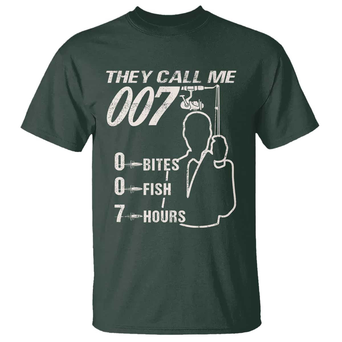 Funny Fishing T Shirt They Call Me 007 Fisherman TS09 Dark Forest Green Print Your Wear