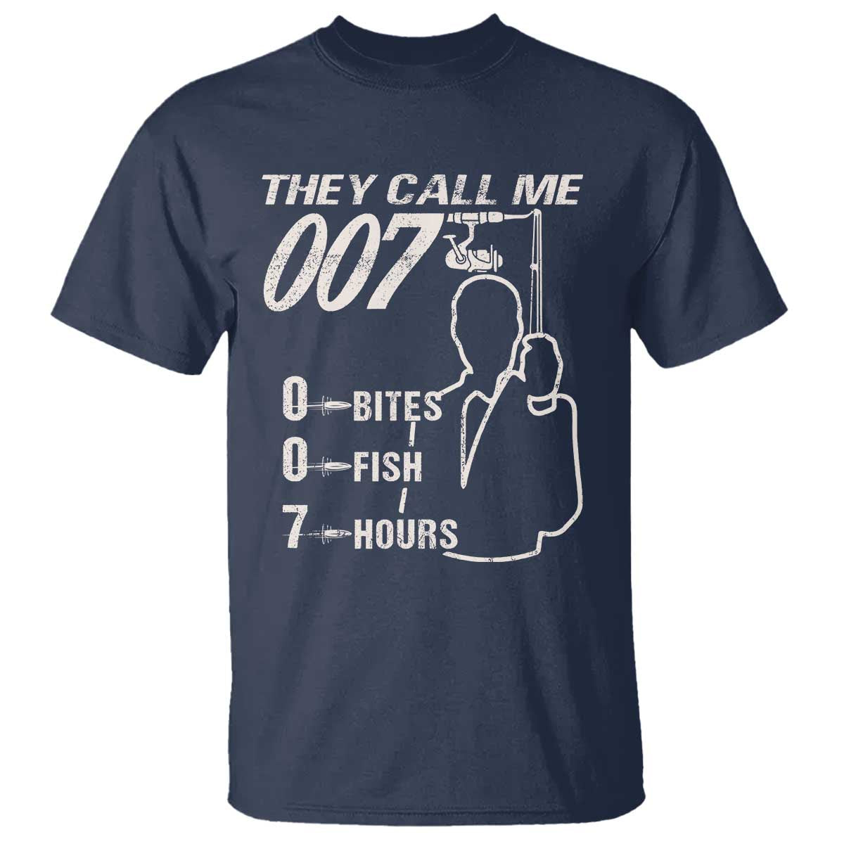 Funny Fishing T Shirt They Call Me 007 Fisherman TS09 Navy Print Your Wear