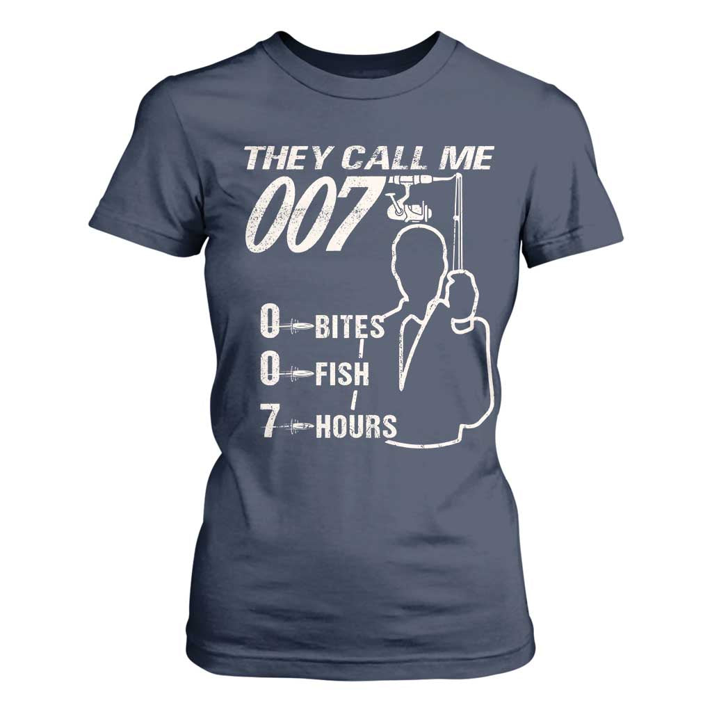 Funny Fishing T Shirt For Women They Call Me 007 Fisherman TS09 Navy Print Your Wear