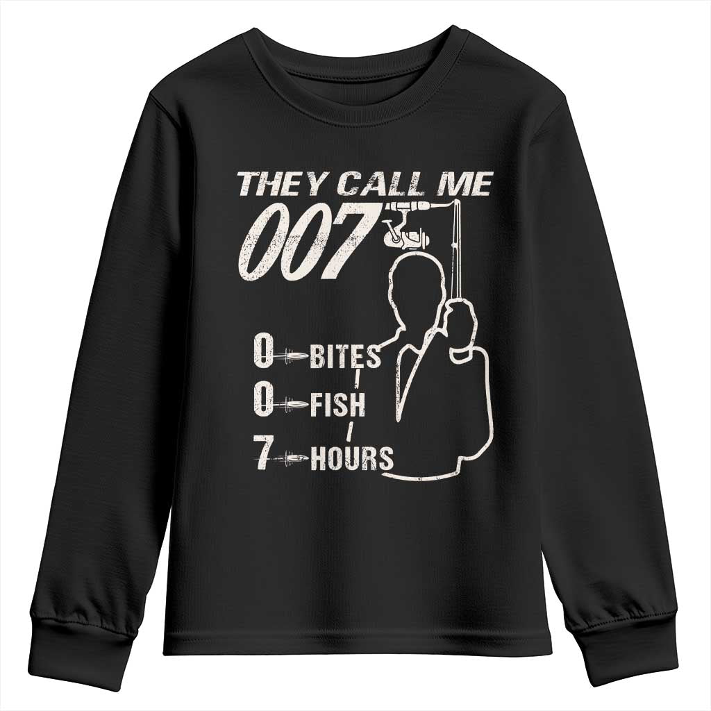Funny Fishing Youth Sweatshirt They Call Me 007 Fisherman TS09 Black Print Your Wear