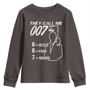 Funny Fishing Youth Sweatshirt They Call Me 007 Fisherman TS09 Dark Chocolate Print Your Wear