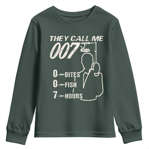 Funny Fishing Youth Sweatshirt They Call Me 007 Fisherman TS09 Dark Forest Green Print Your Wear