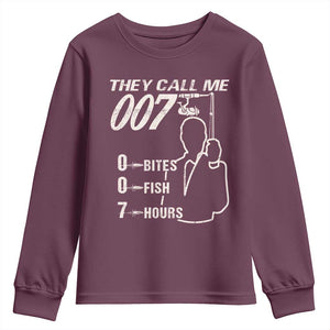 Funny Fishing Youth Sweatshirt They Call Me 007 Fisherman TS09 Maroon Print Your Wear