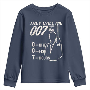 Funny Fishing Youth Sweatshirt They Call Me 007 Fisherman TS09 Navy Print Your Wear