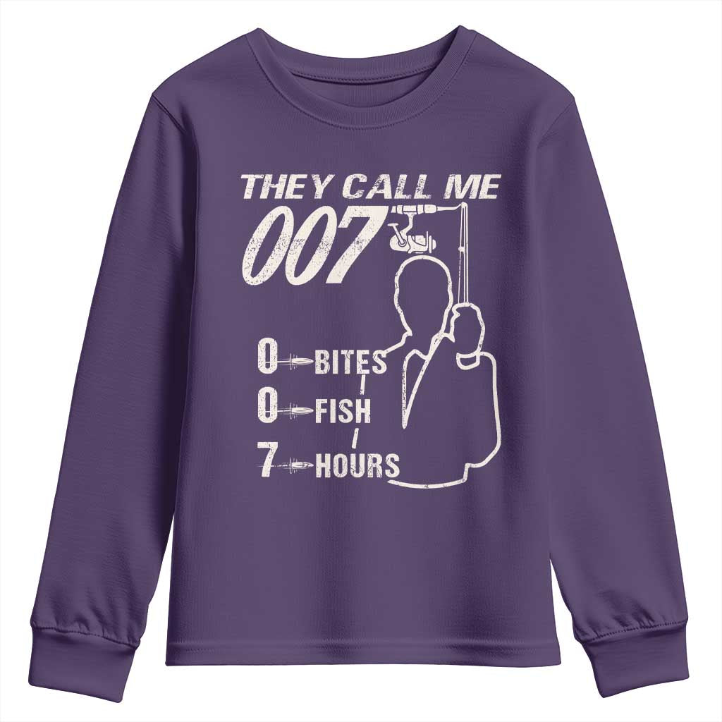 Funny Fishing Youth Sweatshirt They Call Me 007 Fisherman TS09 Purple Print Your Wear